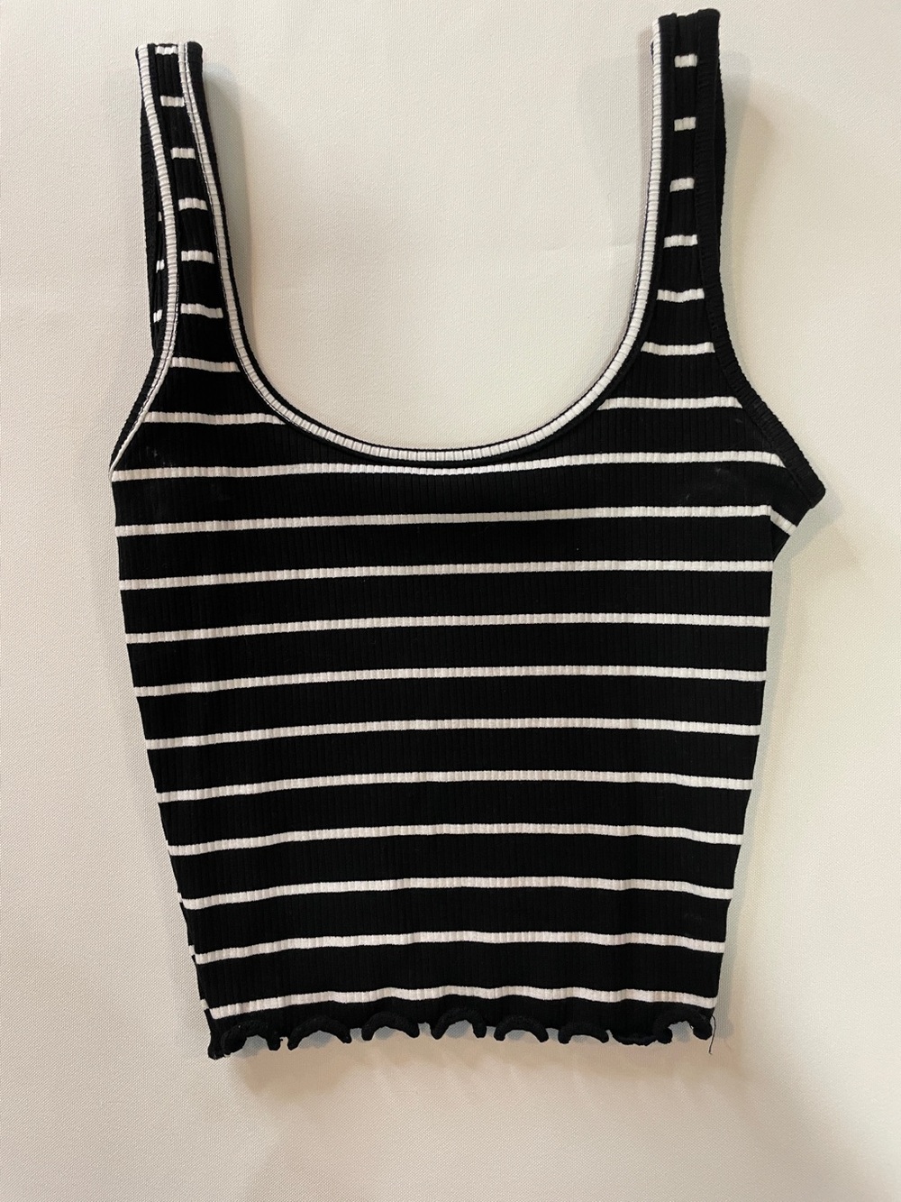 Popular 21 Striped Ribbed Tank Top — Black & White